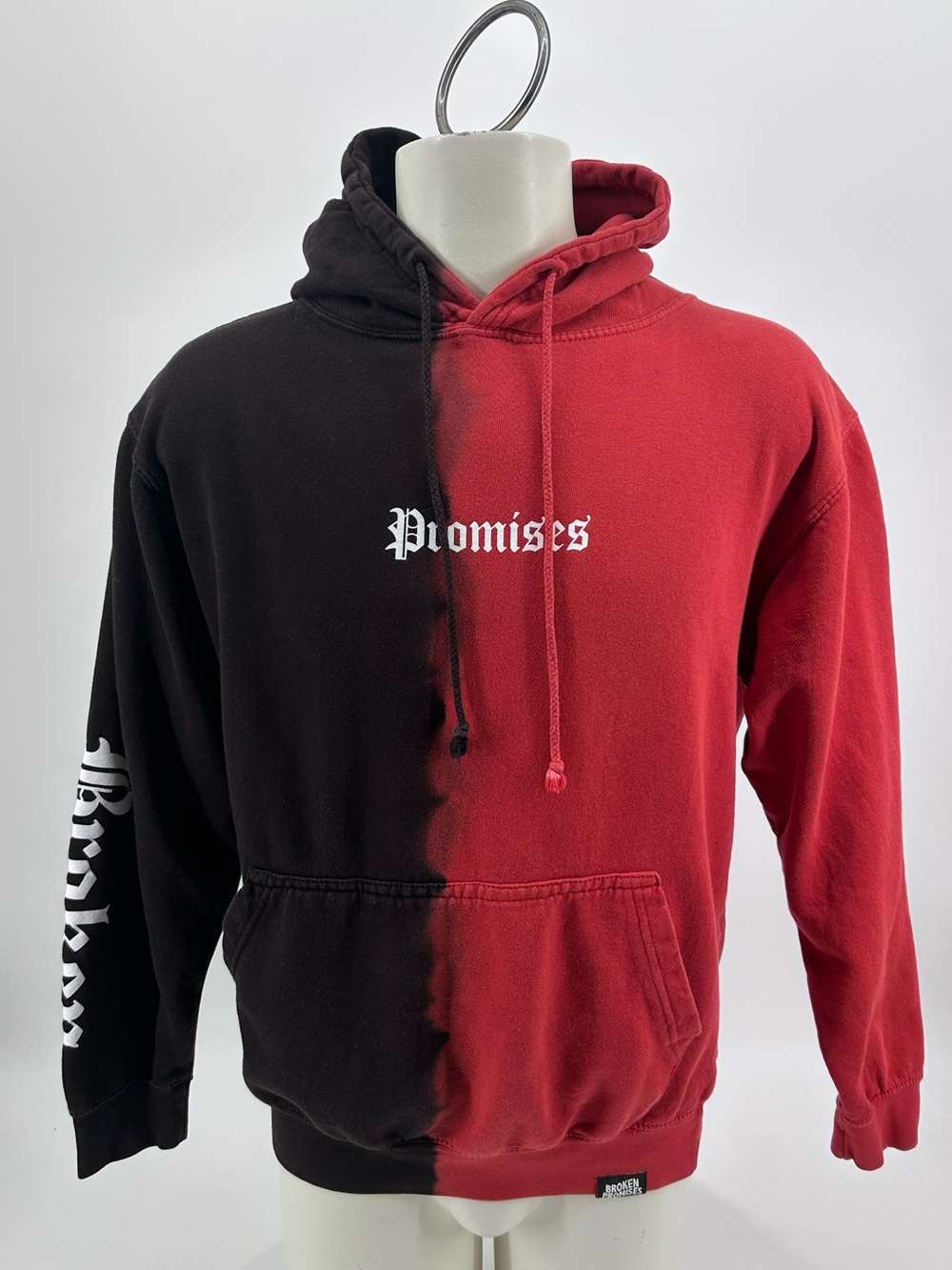 Men’s Broken Promises red and black sweatshirt hoodie size medium cotton